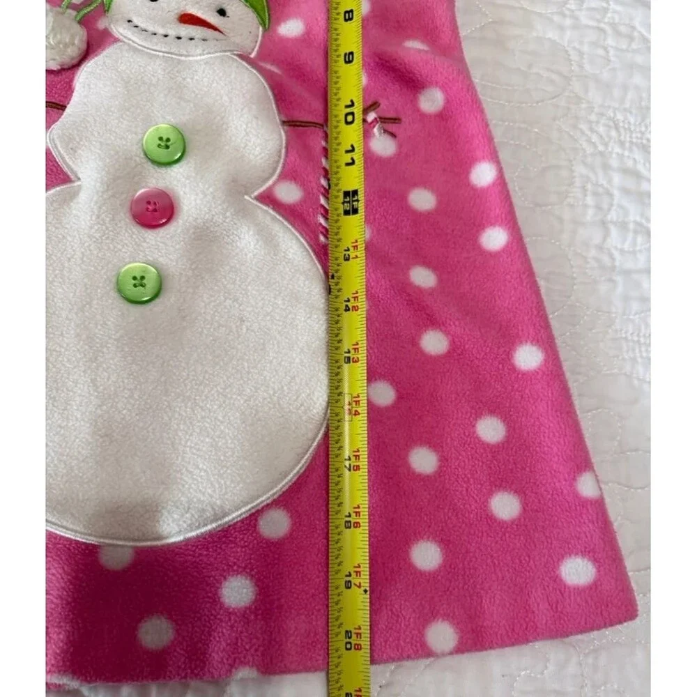 Bonnie Jean Girls Pink Polka Dot Snowman Christmas Holiday Dress Size 4